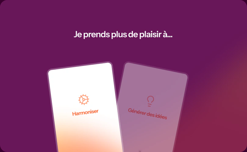 Deux cartes du questionnaire « Je prends plus de plaisir à… »