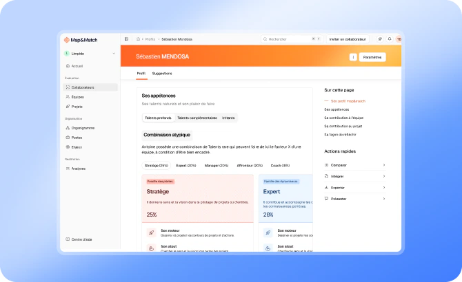 Le profil d’appétences d’un collaborateur dans la plateforme Map & Match