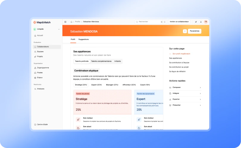 Le profil d’appétences d’un collaborateur dans la plateforme Map & Match