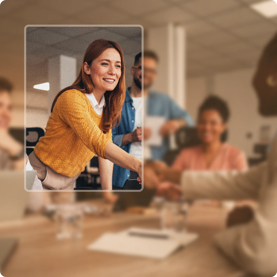 A manager in a meeting, highlighted by the Map & Match map