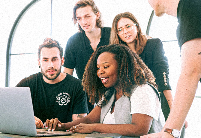 A team of consultants in a working session